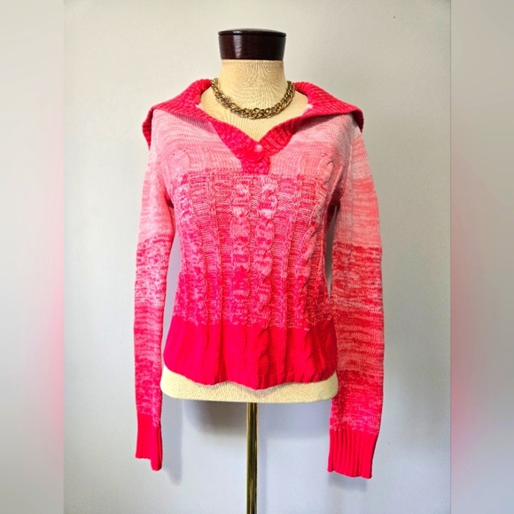 So Wear It Declare It Y2k Pink and Red Cable Knit Sweater. Size M - Picture 1 of 11